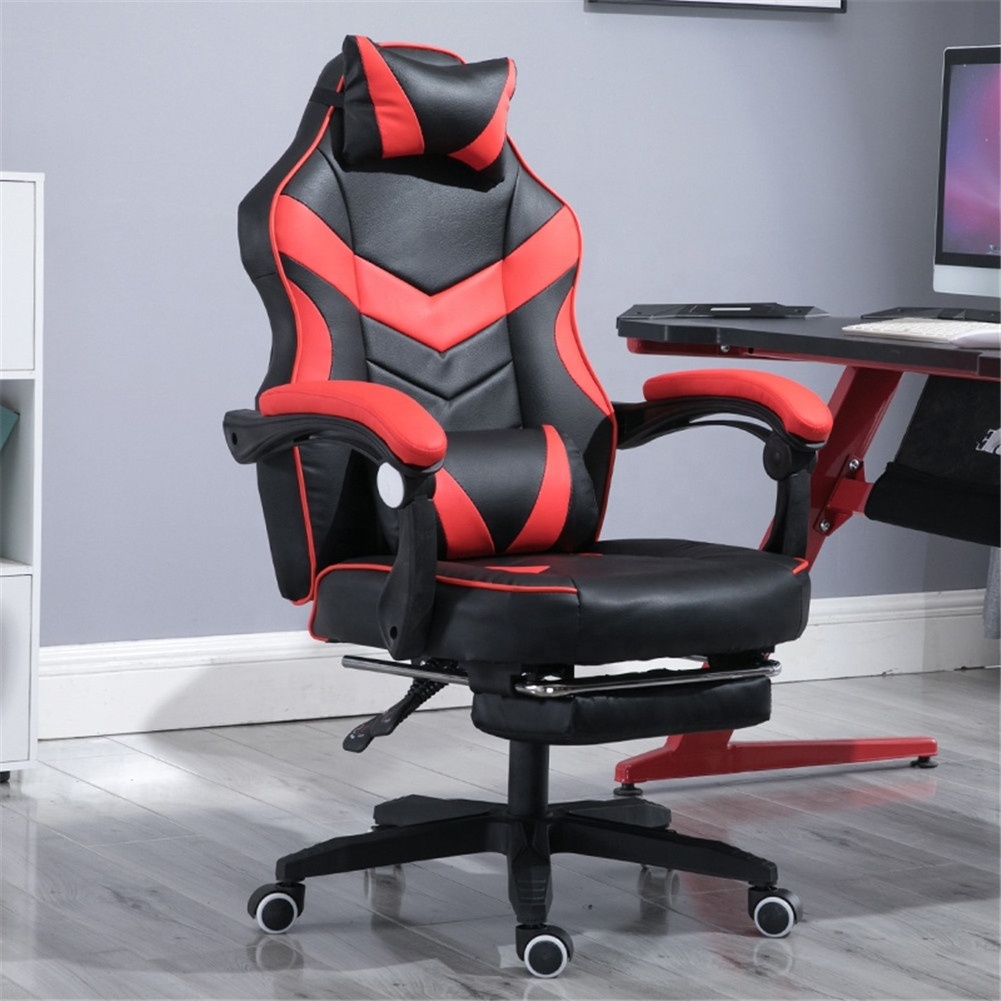 Luxury Colorful PC Racing Seat Office Reclining Chair Red Leather Gaming Computer Chair with Footrest armchair to gamer