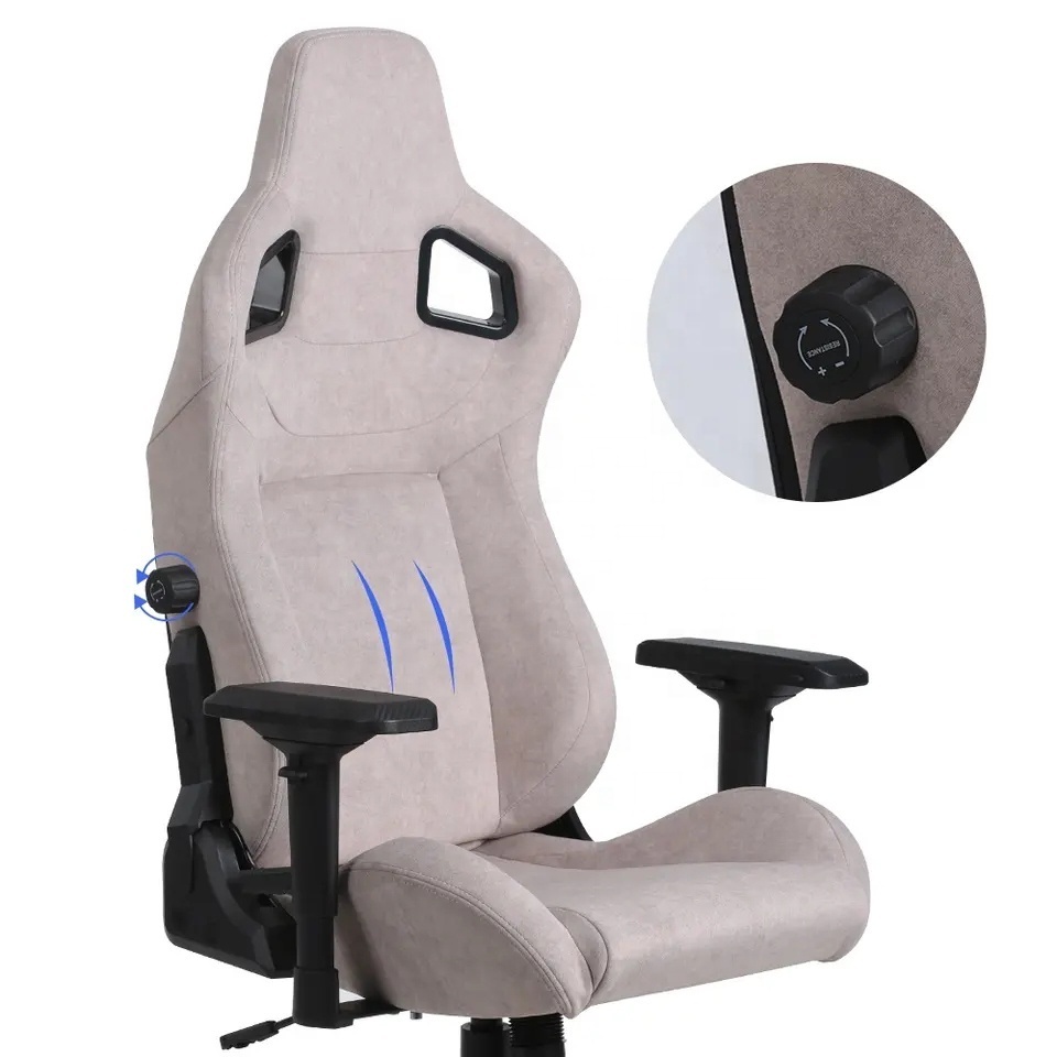 Luxury Personalized Pink Velvet Fabric Gaming Chair Office Computer Metal Base Pink Velvet  Game Chair with magnetic headrest