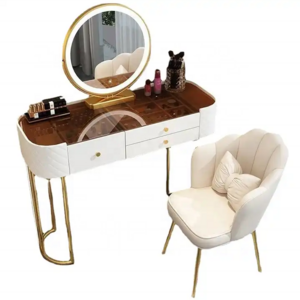 Modern Dressing Table With Large Mirror 2 Drawers Vanity Table With Stool Family Bedroom High Sense Light Luxury Storage Dresser