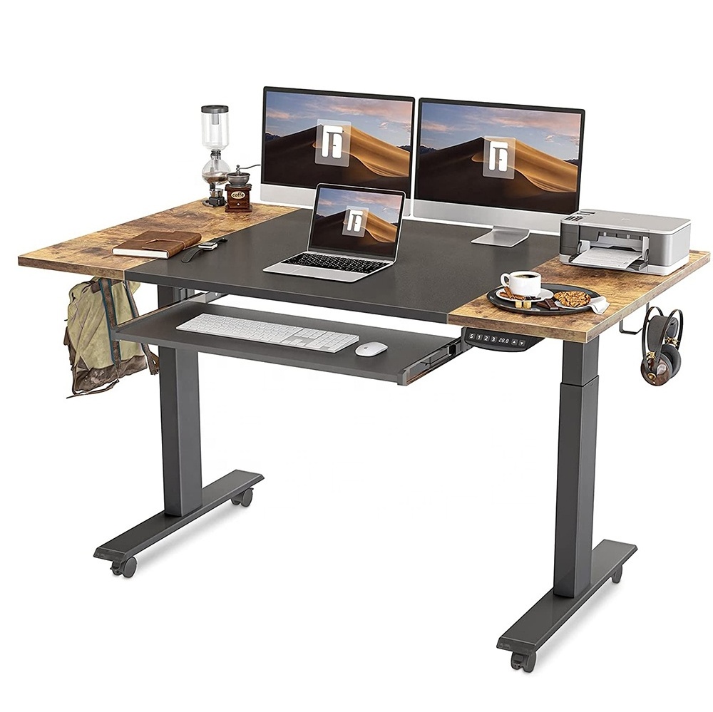 Free Shipping Multifunction Motor Electric lifting Table Dual Motor Height Adjustable Electric Standing Desk with Keyboard Tray