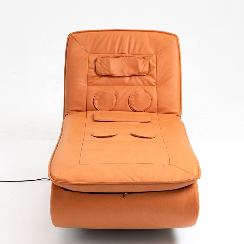 Manual Reclining Sofa Leisure Massage function Heating Chair Orange Leather Reclining Recliner Sofa with speakers