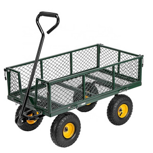 Heavy duty beach wagon 4 wheels utility outdoor garden trolley New garden tool cart Mesh Steel Garden Cart