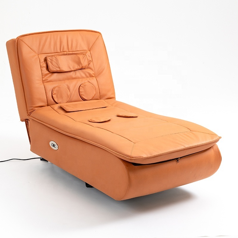 Manual Reclining Sofa Leisure Massage function Heating Chair Orange Leather Reclining Recliner Sofa with speakers