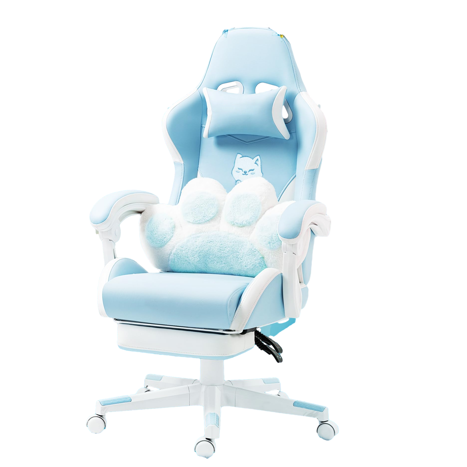 USA High Quality Cute Pink Blue Girls Gaming Chair Comfortable Computer Desk Gaming Chair With Cat Lumbar Pillow And Footrest