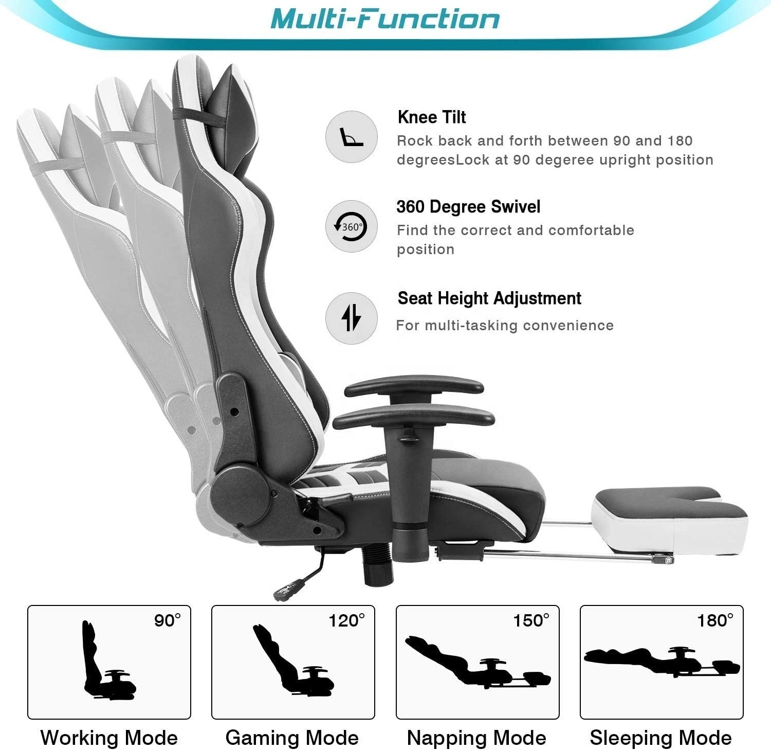 Chile Factory Direct Wholesale Sillas Gamer High Grade Gaming Chair Ergonomic Rotating Prime Over Gaming Chair with Footrest