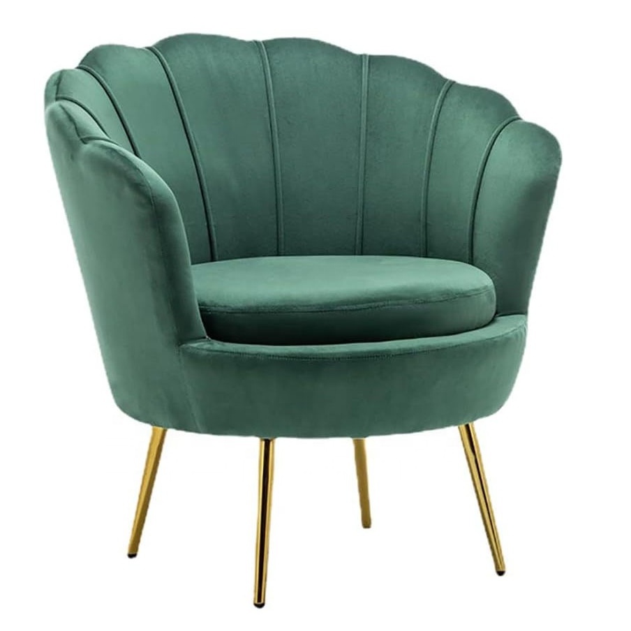 HOME Velvet Upholstered Living Room Chair Comfy Single Upholstered Chair with Gold Metal Legs for Makeup Room Bedroom