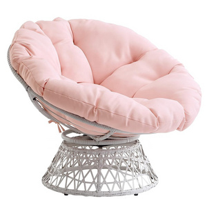 Outdoor Swing Rocking Chair wholesale Swivel Wicker Papasan Rattan Chairs with Pink Cushion