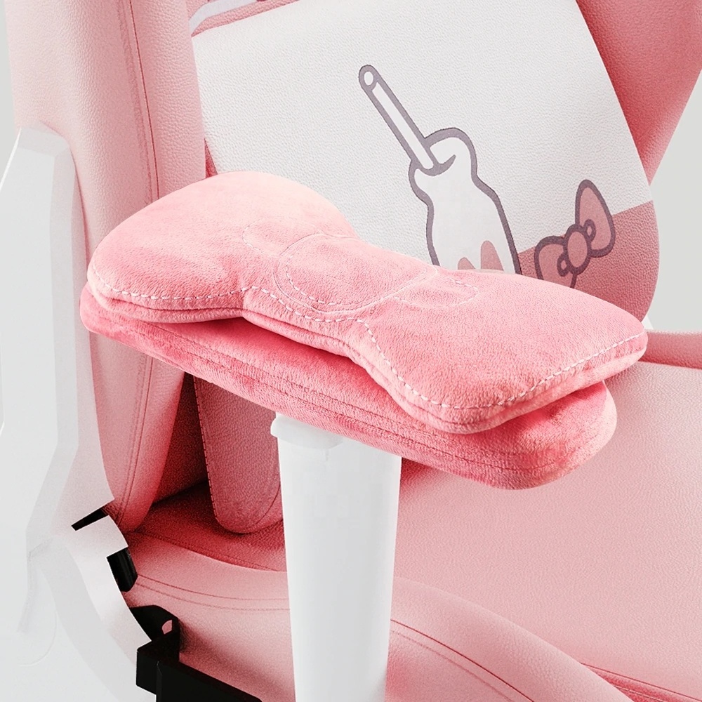 Free Sample Cheap PU Silla Gamer Rosa Cheapest Gamer Chair Cute Hello cat Pink Gaming Chair With Footrest