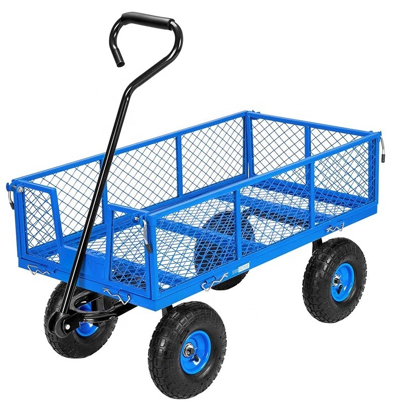 Heavy duty beach wagon 4 wheels utility outdoor garden trolley New garden tool cart Mesh Steel Garden Cart