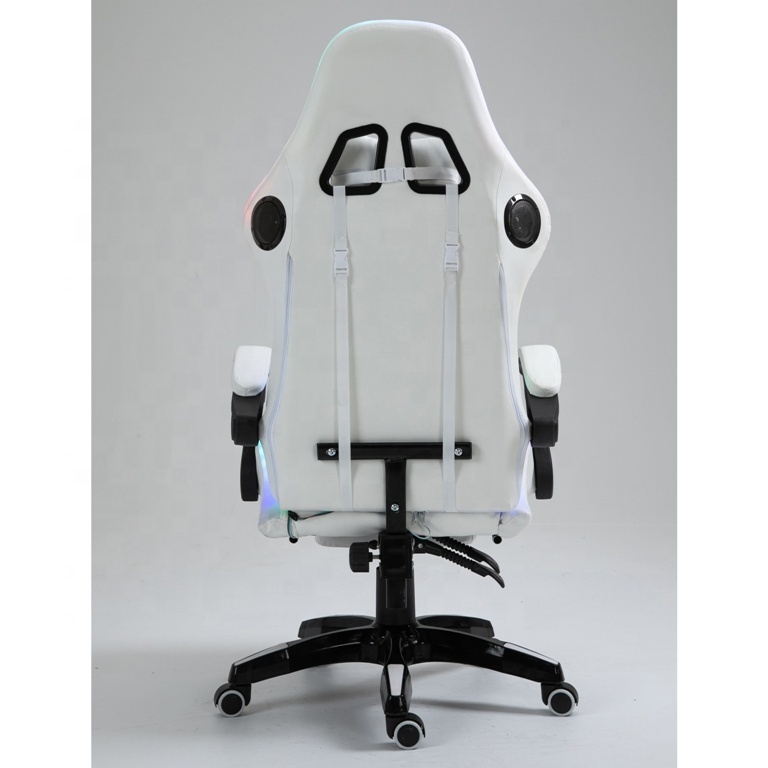 Mexico player leather stylish wide personalizado portable full white pu pvc rgb led gamer chair rotating footrest gaming chair