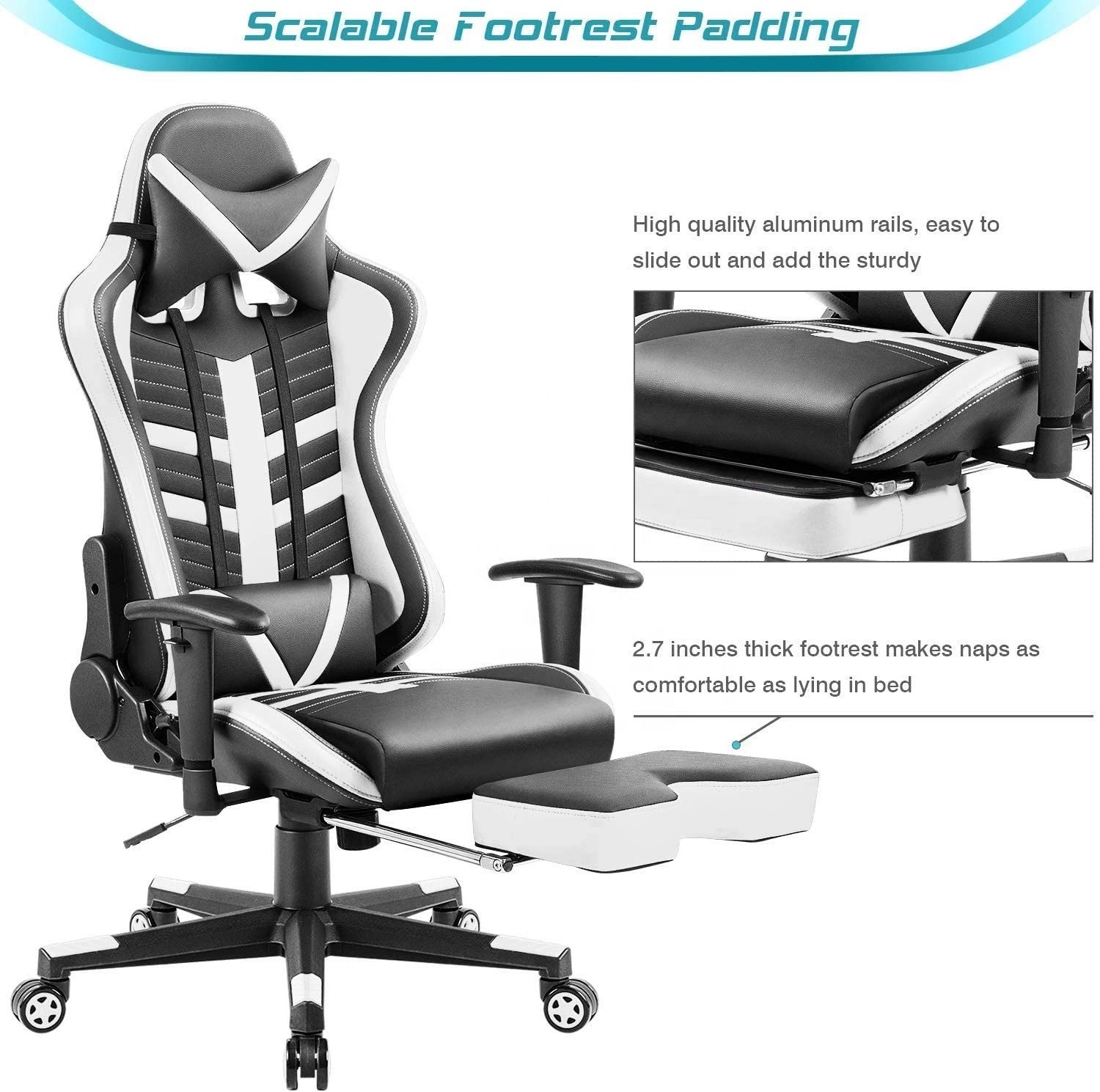 Chile Factory Direct Wholesale Sillas Gamer High Grade Gaming Chair Ergonomic Rotating Prime Over Gaming Chair with Footrest