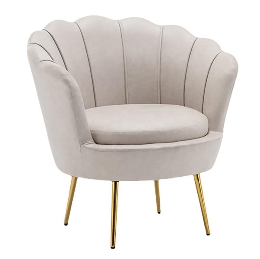 HOME Velvet Upholstered Living Room Chair Comfy Single Upholstered Chair with Gold Metal Legs for Makeup Room Bedroom