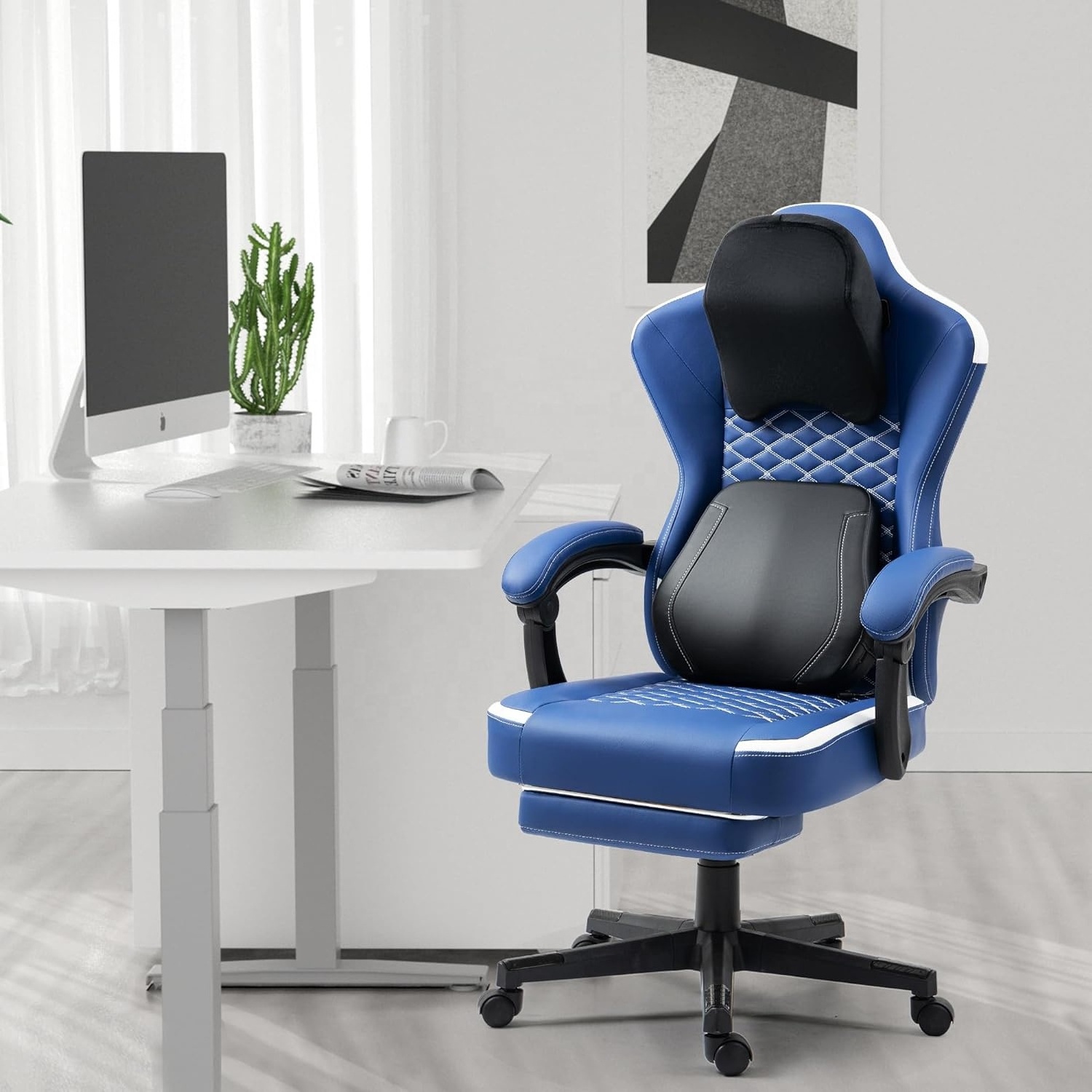 navy blue gaming chair large size office furniture home office sillas with message lumbar support footrest office chair