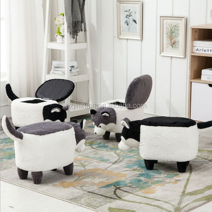 JX1420 Newly promotion hot sale cute Husky dog shoes ottoman stool shoes chair with cheap price customised low seat chair