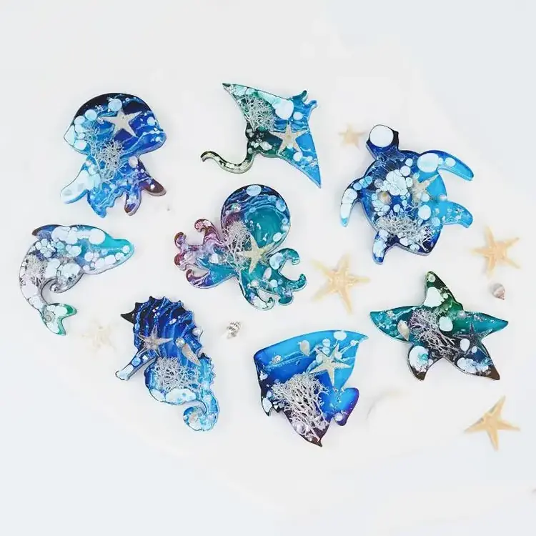 YS Marine Animal Octopus Whale Jellyfish Key Chain Resin Molds Constellation Pendant Mould Silicone For DIY Jewelry Mold Making