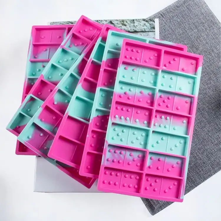 YS 2 Pcs Color Domino Silicone Mold Set DIY Color Mixing Epoxy Resin Process Making Domino Mold Chocolate Candy Baking Tools