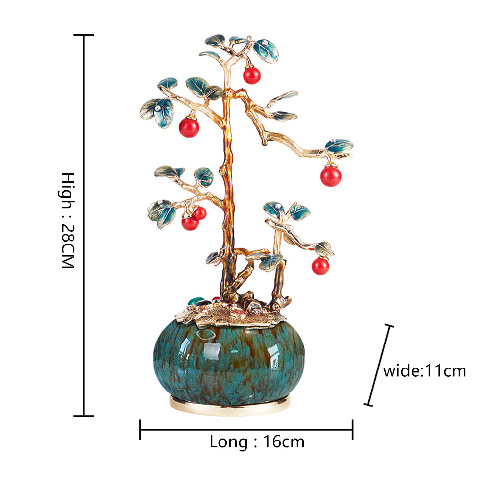 Modern Dining Table Centerpiece Family Enamel Ornaments 2023 Decorative Treasure Basin Prosperous Tree Decoration Accessories