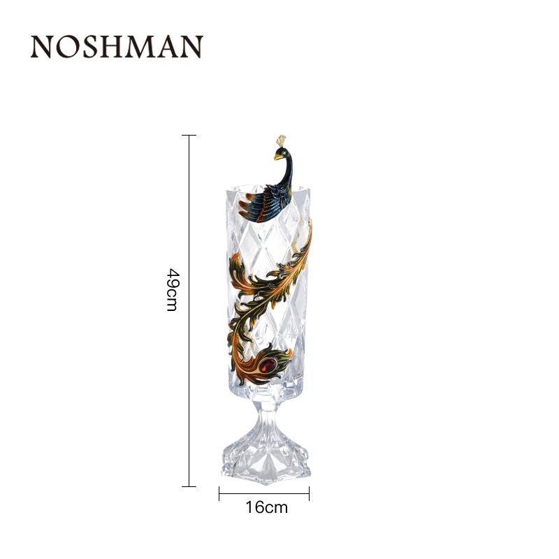 NOSHMAN Luxury Style florero de vidrio Crystal Vases Clear Modern Wholesale Glass Vase Enamel Flower Glass Vase