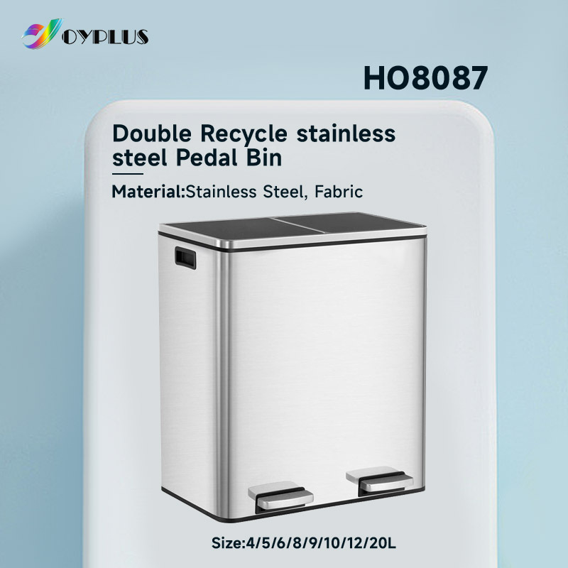 Custom Stainless Steel 2 x 30L Rubbish Trash Can Double Recycle Pedal Bin with Dual Compartment for cleaning