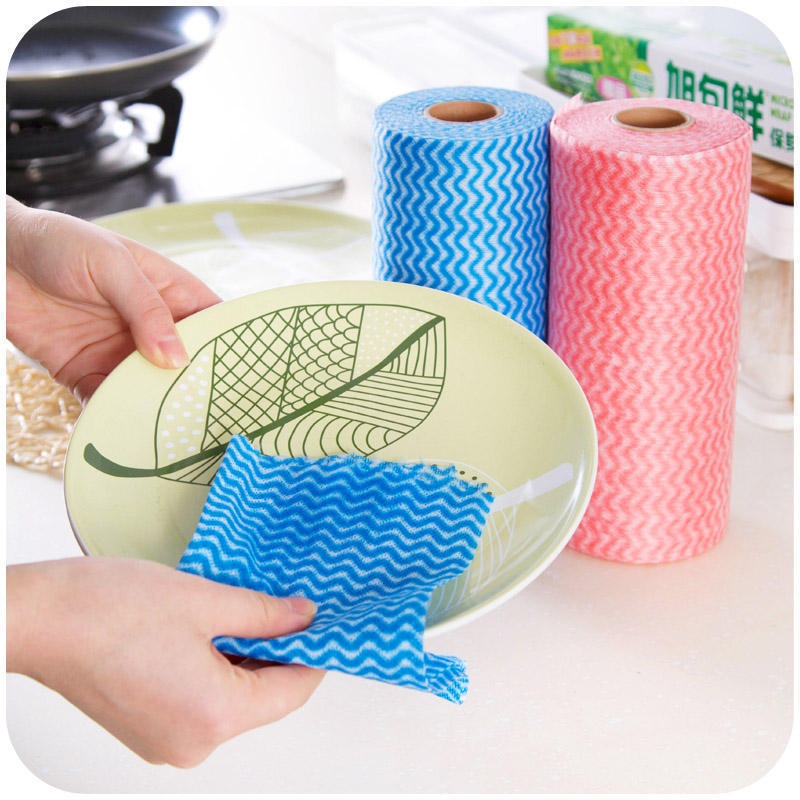 Disposable Roll Reusable Dish Household Kitchen Window Non Woven Cleaning Cloth