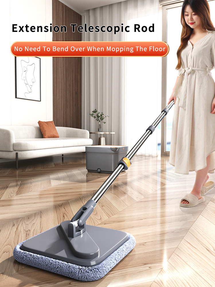 Wholesale Hand-Free Lazy Squeeze Mop With Bucket Automatic Magic Floor Mop Self-Cleaning Nano Microfiber Cloth Square Mop