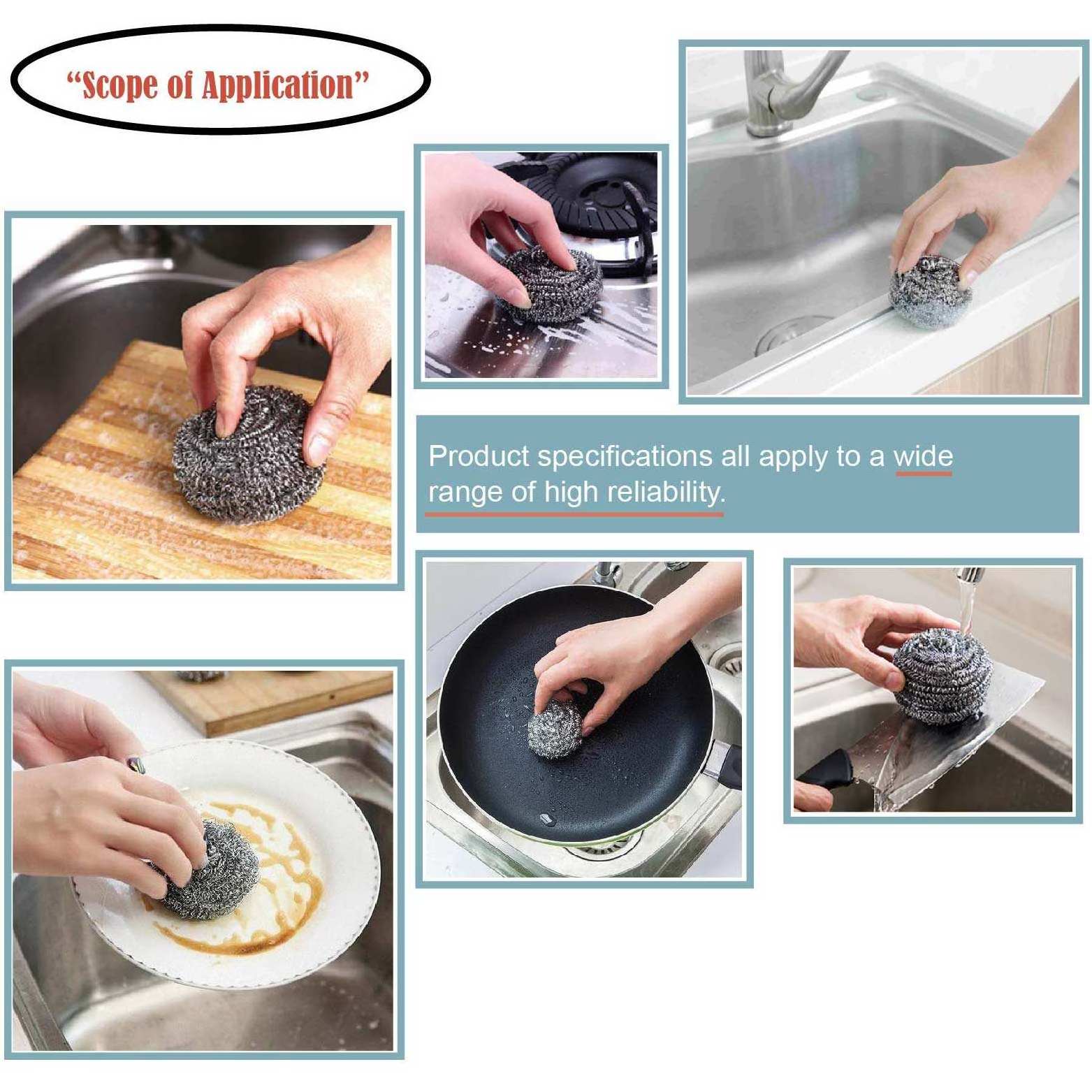 20g SS 410 Kitchen Scrubbers Dish Washing Cleaning Steel Pot Scourer Wool Wood Wire Stainless Steel Scourer