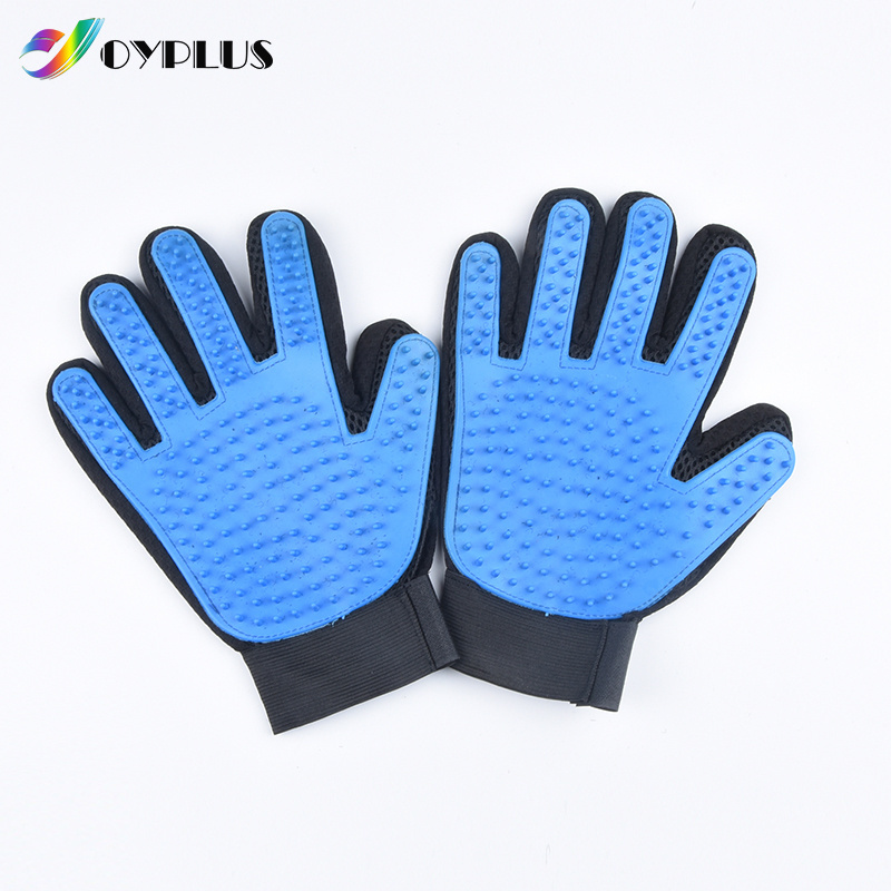 Sustainable Dog Bath Shower Grooming Gloves Small Animal Hair Cleaning Finger Brush with Deshedding Feature Made of Rubber Cloth