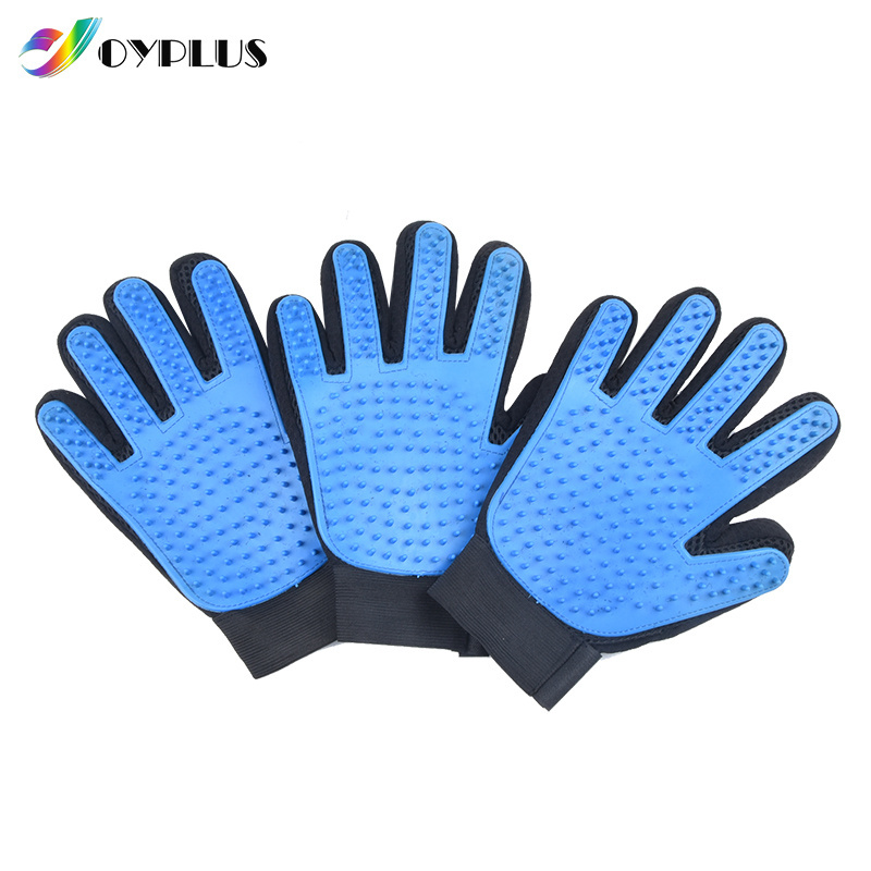 Sustainable Dog Bath Shower Grooming Gloves Small Animal Hair Cleaning Finger Brush with Deshedding Feature Made of Rubber Cloth