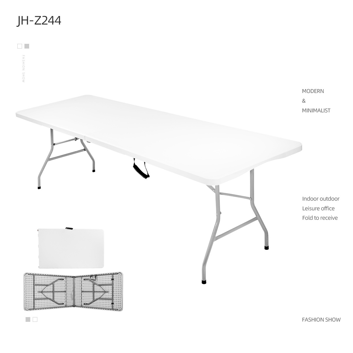 portable outdoor garden furniture 8ft white rectangular plastic foldable banquet catering bbq camping picnic folding table