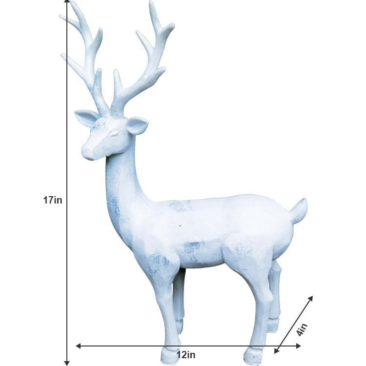 JiXin OEM ODM Decor Figurines Modern 17 12 inch high stand sit  deer Large Deer Decorations 2pcs Christmas Reindeer Resin Crafts