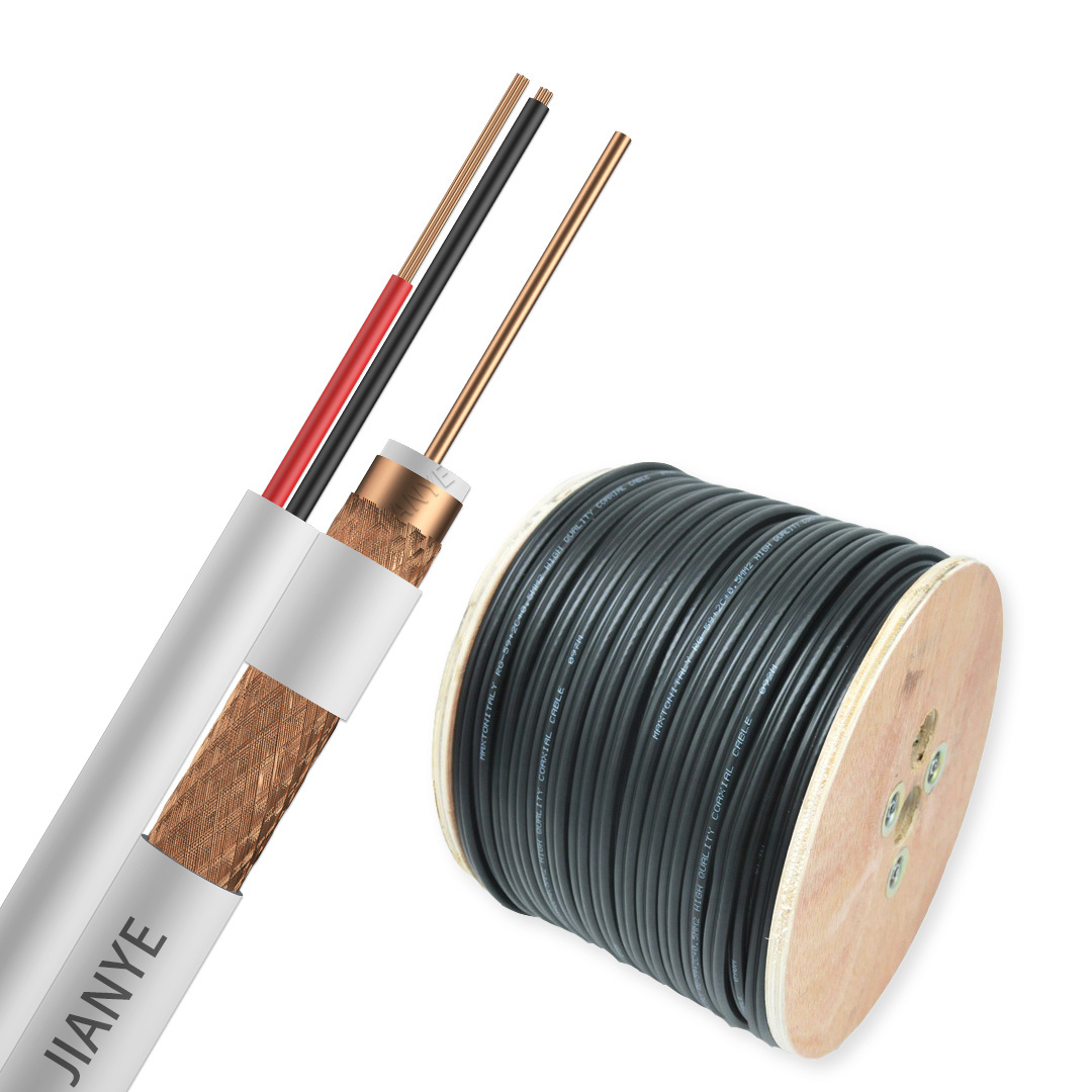 Rg59 2c Cable 1000FT/305M/200M/100M Siamese Rg 59 2dc Cable Copper/AL Foil Braiding TV Cable Coaxial Rg59