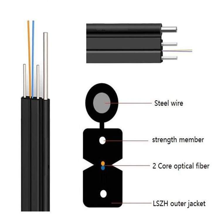 China manufacturer Outdoor 2 core fiber optic Drop cable FTTH Cable communication fibra optica drop cable 2 core