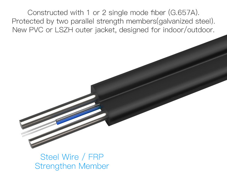 China manufacturer Outdoor 2 core fiber optic Drop cable FTTH Cable communication fibra optica drop cable 2 core