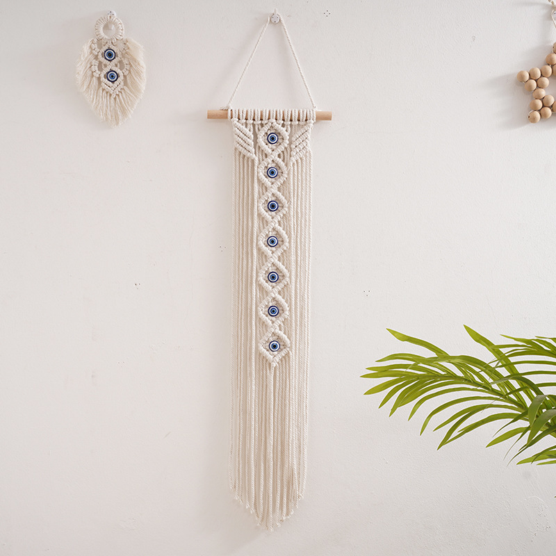 Nordic Turkish Nazar Blue Evil Eye Macrame Crochet Wall Decor Hanging Ornaments For Good Luck