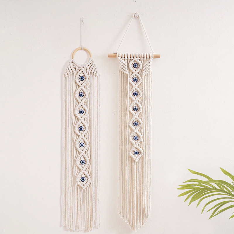 Nordic Turkish Nazar Blue Evil Eye Macrame Crochet Wall Decor Hanging Ornaments For Good Luck