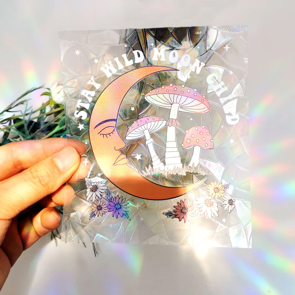 Holographic Rainbow Prism Film Window Decal Cling Sun Catcher Sticker Indoor To Save Birds