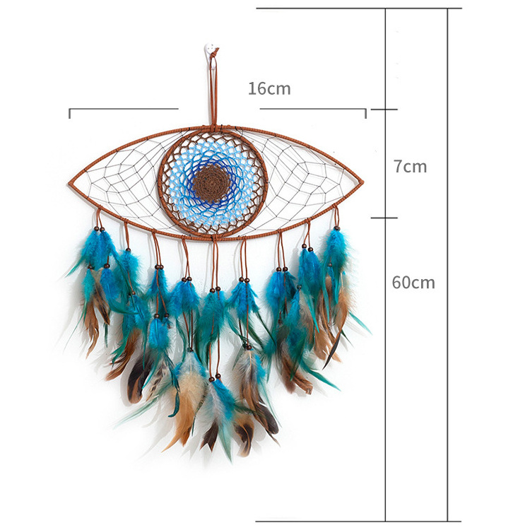 Large Boho Crochet Turkey Evil Eye Dream Catchers Wall Hanging Home Decoration For Bedroom