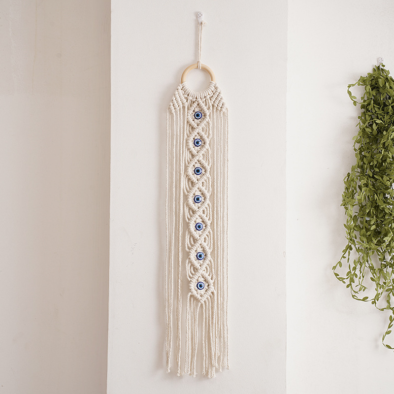 Nordic Turkish Nazar Blue Evil Eye Macrame Crochet Wall Decor Hanging Ornaments For Good Luck