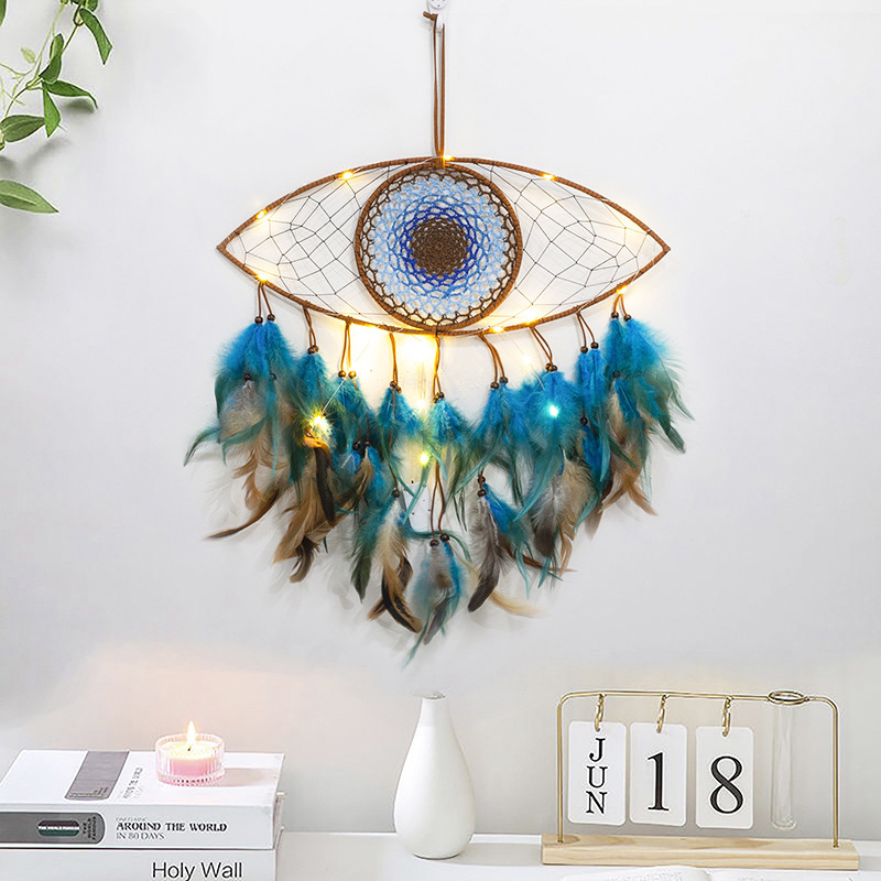 Large Boho Crochet Turkey Evil Eye Dream Catchers Wall Hanging Home Decoration For Bedroom