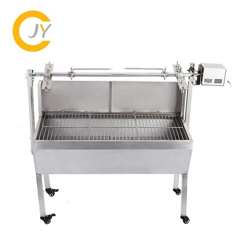 Barbecue grill outdoor camping with wind shield lamb stainless steel charcoal spit roaster barbecue grill