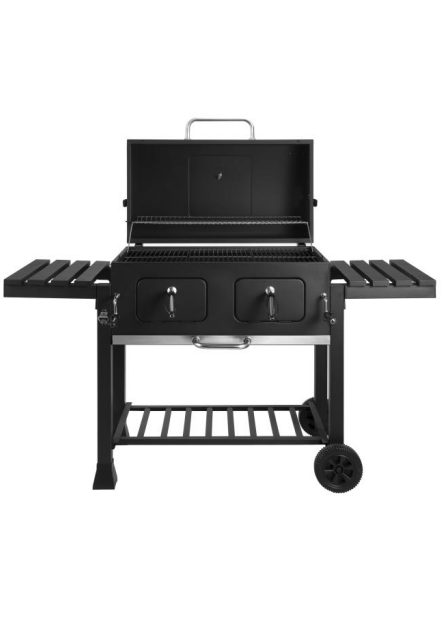 Heavy Duty Two Tables BBQ Grills Cast Iron Grids Large Trolley Smoker Charcoal Barbecue BBQ Grill