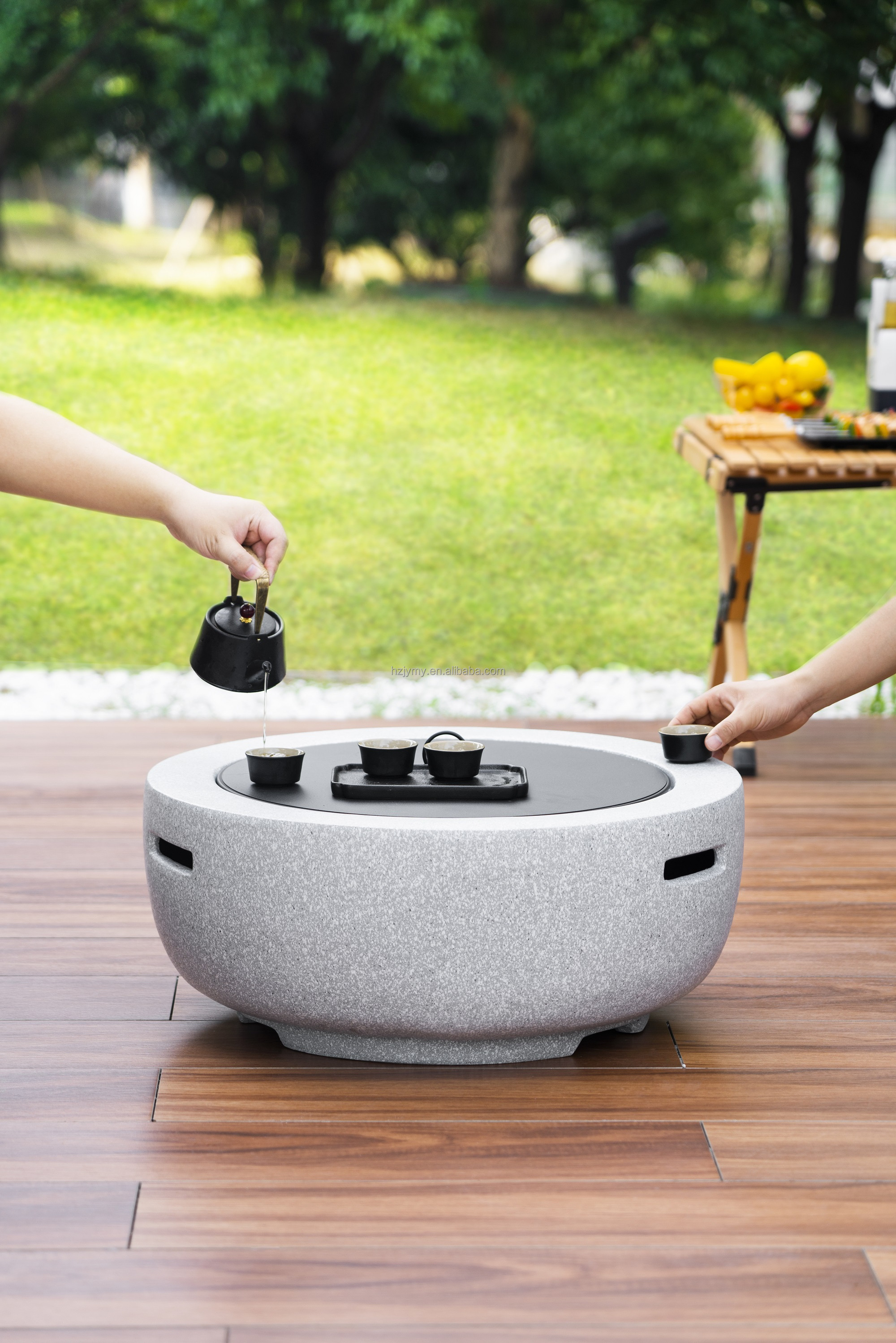 New design outdoor charcoal round magnesium oxide barbecue firepit indoor garden bbq grill fire pit