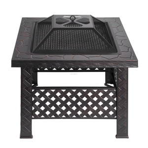 Outdoor Wood Burner Charcoal Firepit Fire Pit Large Steel Patio backyard Burning bonfire with bbq grill