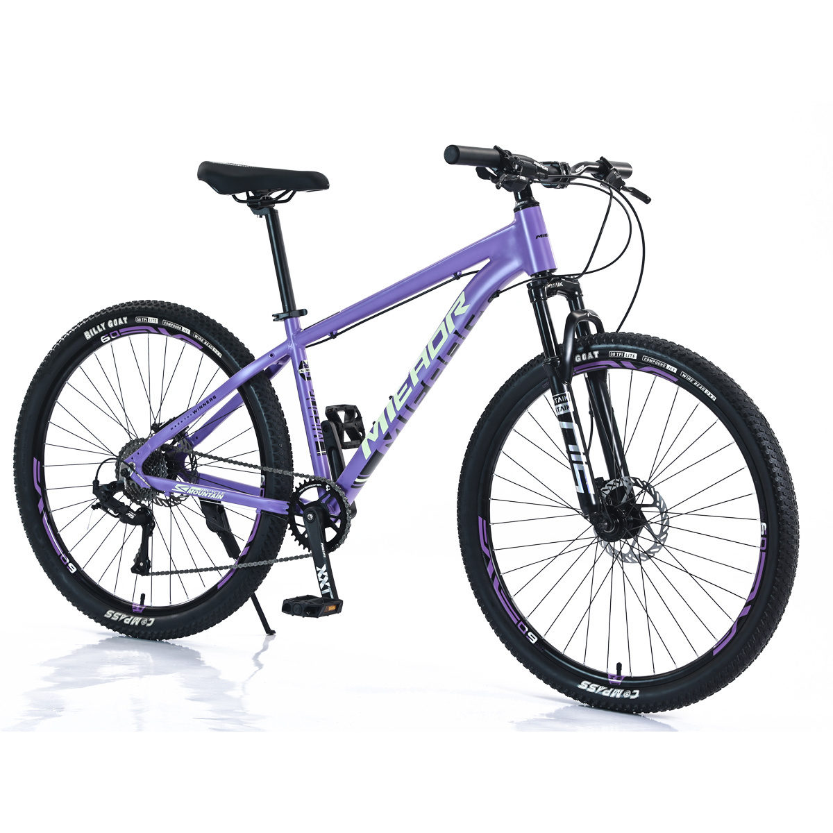 21speed 26 inch 4.0 fat tire Front and rear disc brakes Full suspension Lockable suspension fork MTB Downhill mountain bike