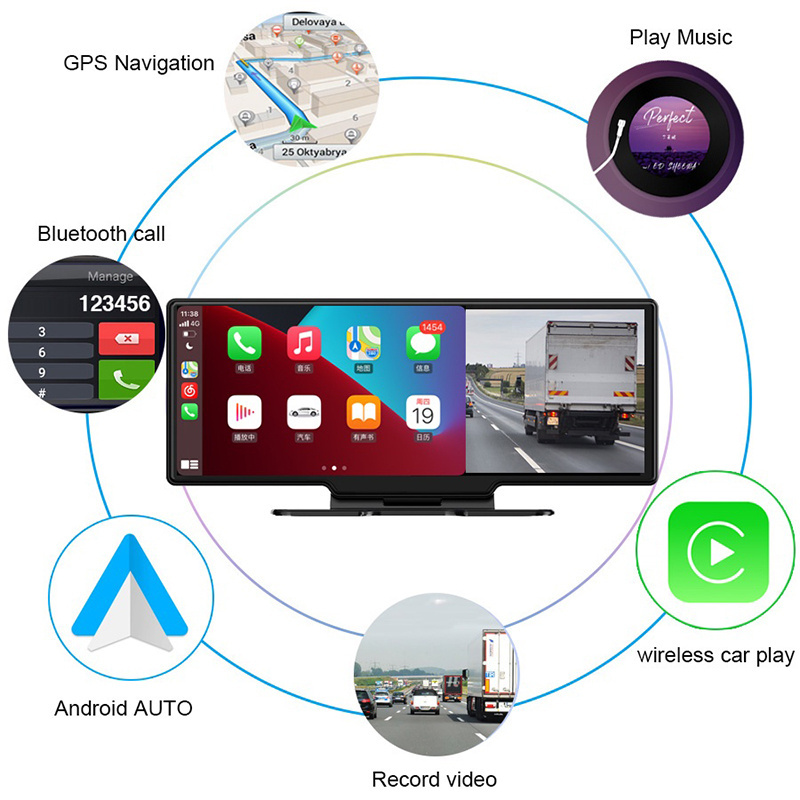 Car universal portable carplay android auto 10.26inch HD smart screen dashboard car dvd radio player