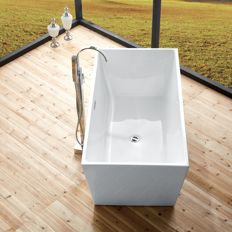 Contemporary Standalone Bathtub Acrylic Modern Apartment Freestanding Carton Box + Foam + Wood Ivory Two Piece Crate 5 Years