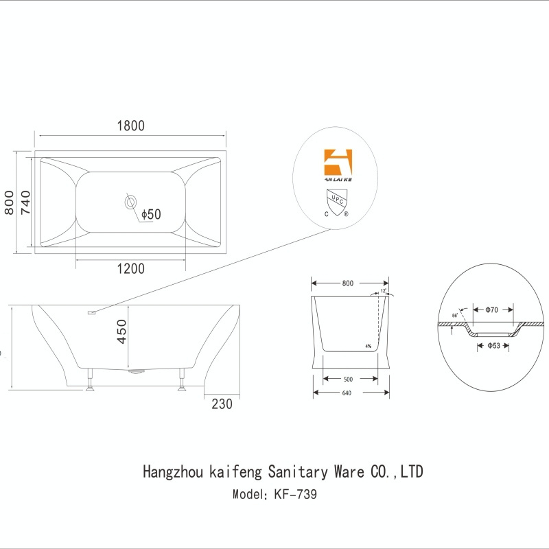 Customized Accepted Bathroom Free Stand Acrylic Bathtub Soaking Bathtub Freestanding Round Acrylic Bathtub