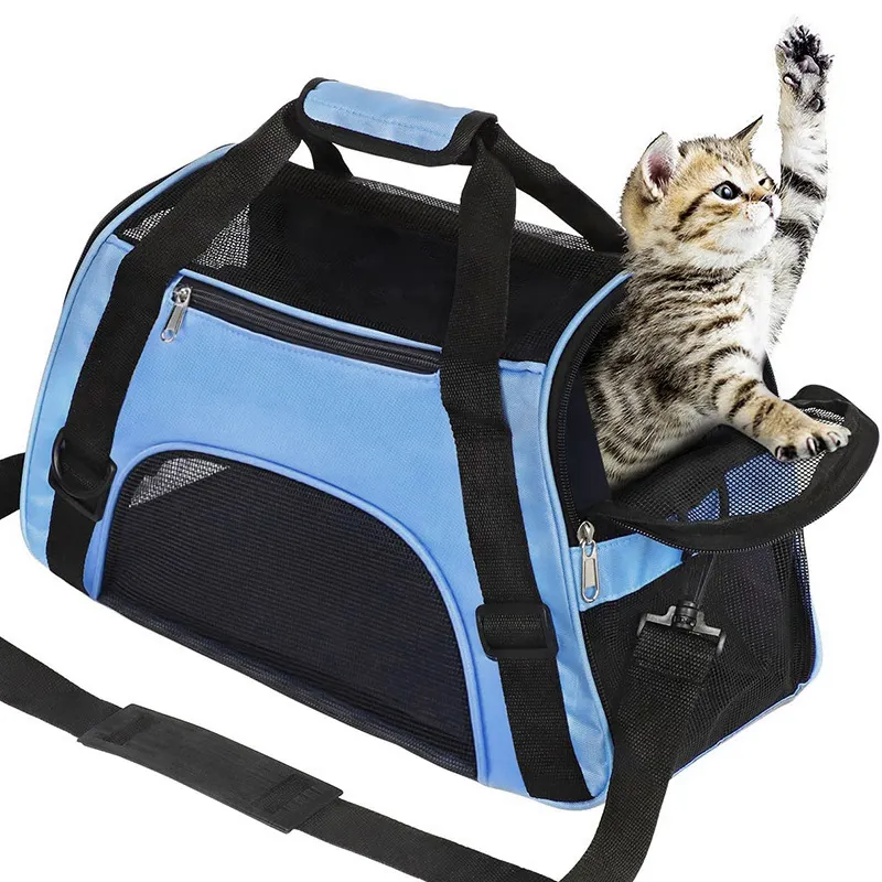 Custom Foldable Airline Approved Soft Sided Cat Pet Dog Carrier Bag Breathable Portable Pet Travel Bag for Small Puppy Carrier