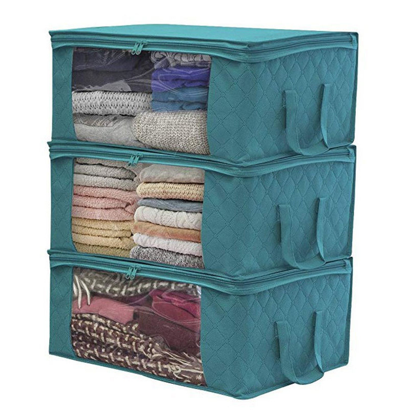 Factory Custom Logo Size Foldable Blanket Clothes Storage Bag Clothes Storage Containers with Lids Handle for Organizing Bedroom