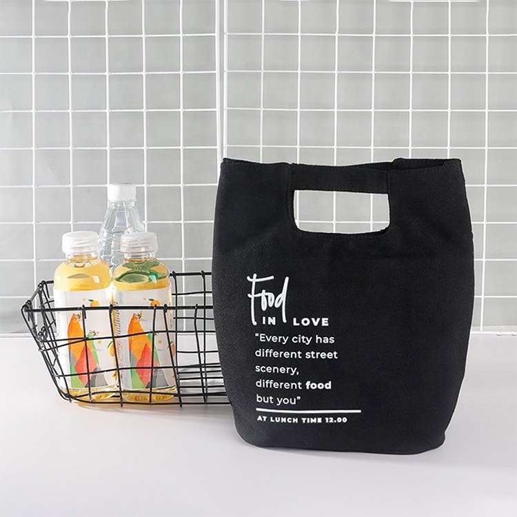 Hot Sale Thickened Keep Fresh Canvas Insulated Bento Lunch Bag Tote Cooler Bag